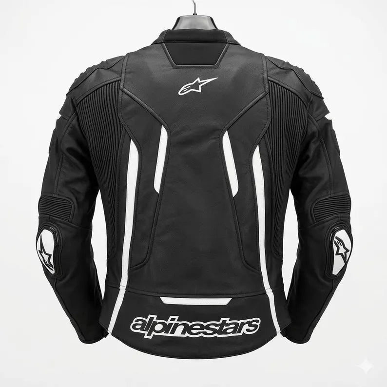 Alpinestars Style Motorcycle Leather Jacket CE Armor Biker Racing Jacket Black Protective Riding Gear Men Custom Fit