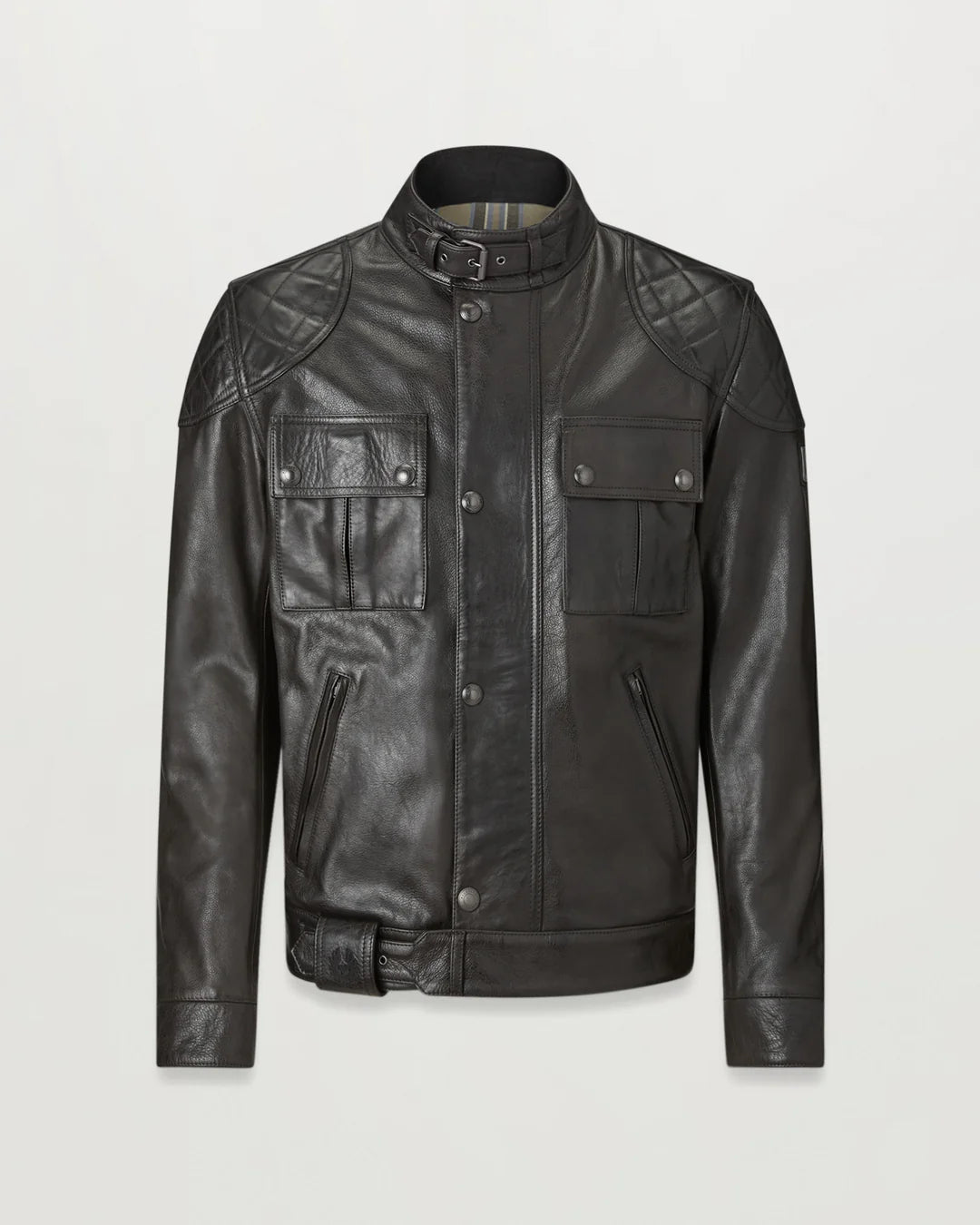 Belstaff Brooklands  Jacket Antique Black Hand-Waxed Leather with D3O Armor