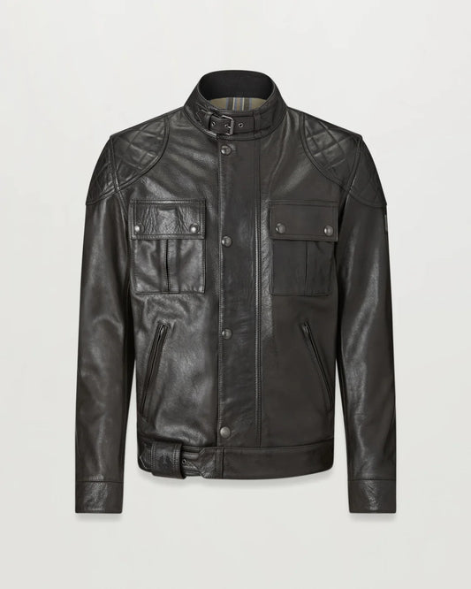 Belstaff Brooklands  Jacket Antique Black Hand-Waxed Leather with D3O Armor