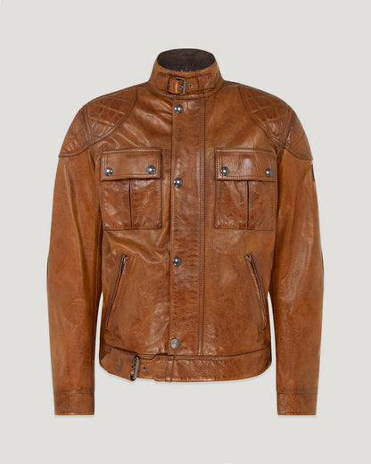 Belstaff Brooklands Motorcycle Jacket – Burnt Cuero Hand-Waxed Leather with D3O Armor