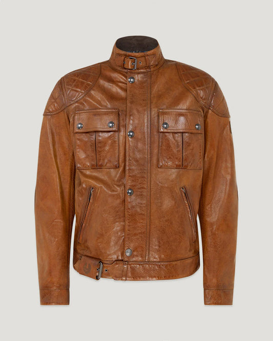 Belstaff Brooklands Motorcycle Jacket – Burnt Cuero Hand-Waxed Leather with D3O Armor