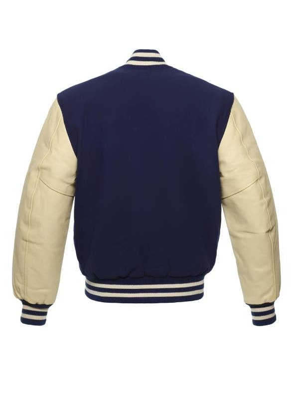 Navy Blue and Cream Varsity Jacket