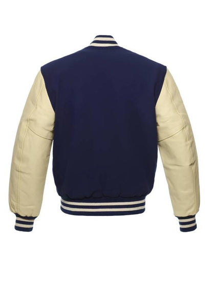 Navy Blue and Cream Varsity Jacket