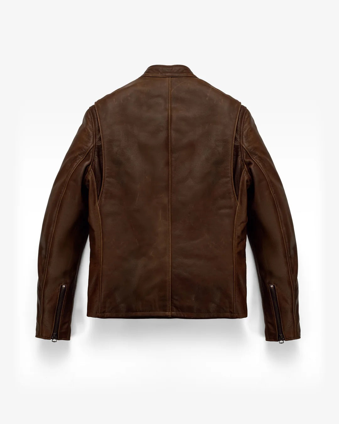 Waxed Natural Pebbled Cowhide Cafe Racer Jacket