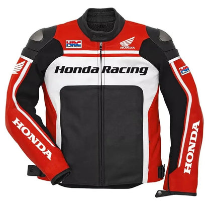 Handmade Honda Racing Leather Jacket: Cowhide MotoGP Motorcycle Gear