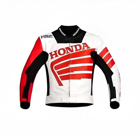 Honda HRC Motorbike Racing Leather Jacket Motorcycle Racer Custom Made Jacket