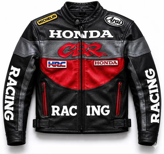 Honda CBR Racing Leather Jacket – Genuine Cowhide CE Armor Motorcycle Jacket