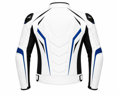 Men White Suzuki Motorbike Leather Racing Jacket Personalized Sports Biker Jacket