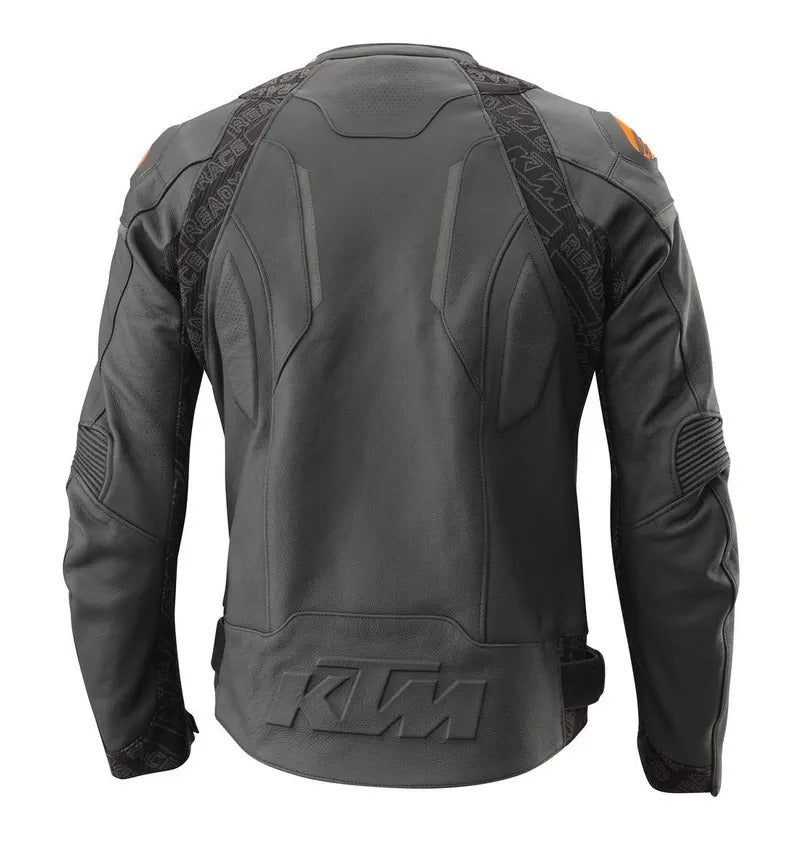 KTM Performance Circuit Master Color-Block White, Orange &amp; Charcoal Racing Leather Jacket