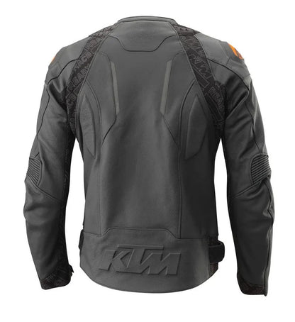 KTM Performance Circuit Master Color-Block White, Orange &amp; Charcoal Racing Leather Jacket