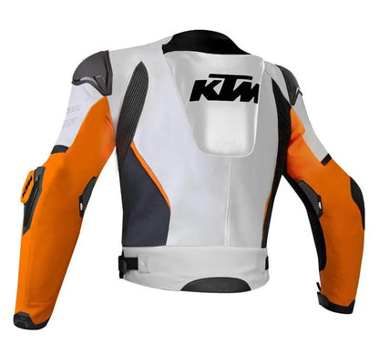 KTM Black Cowhide Leather Motorcycle Jacket: CE Armored Biker Gear Replica