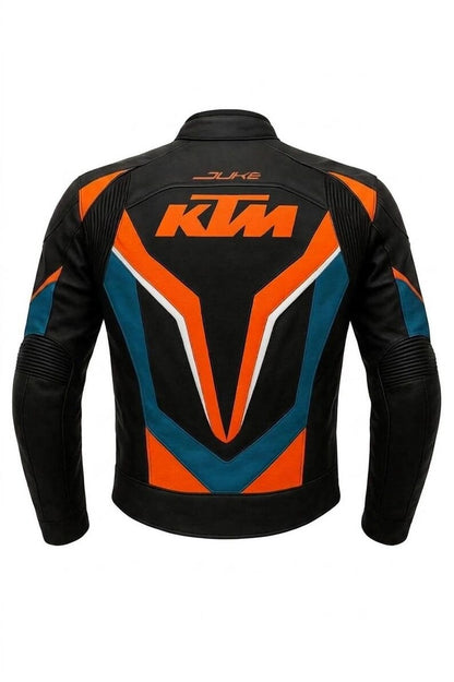 KTM Style Motorcycle Leather Jacket Black Orange Racing Biker Jacket