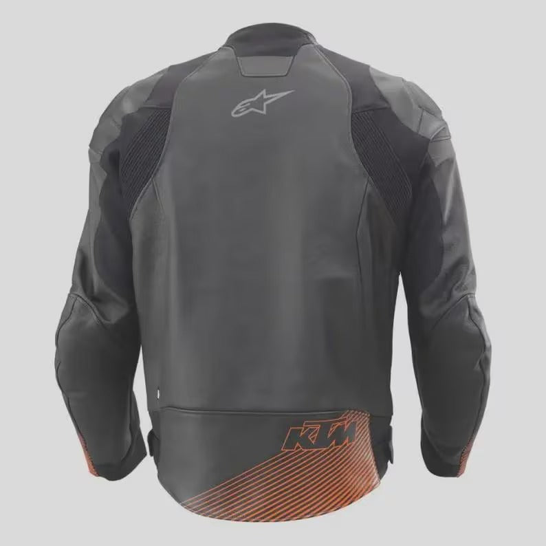 KTM Sportbike Leather Jacket – Men’s Motorcycle Riding Gear – High Protection Cowhide Biker Jacket