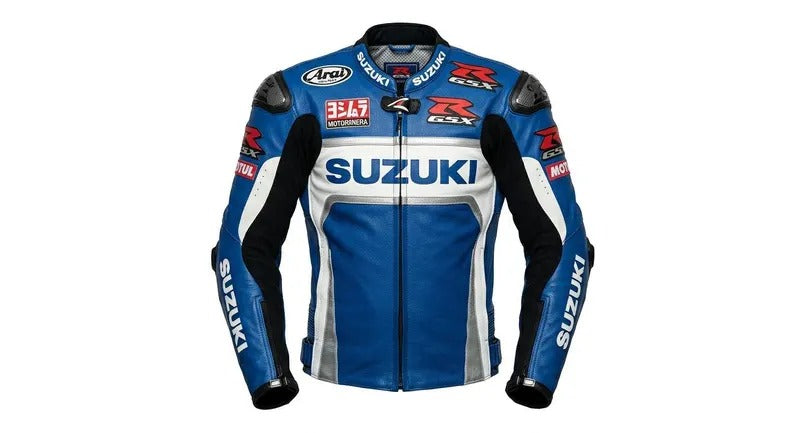 Suzuki Motorcycle Cowhide Leather Jacket – Heavy Duty Racing Leather Protective Gear CE Level 2