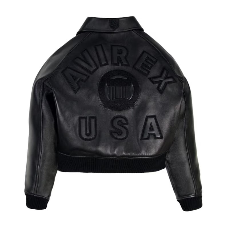 Handmade Avirex Women’s Retro Cropped Bomber – Genuine Cowhide Leather
