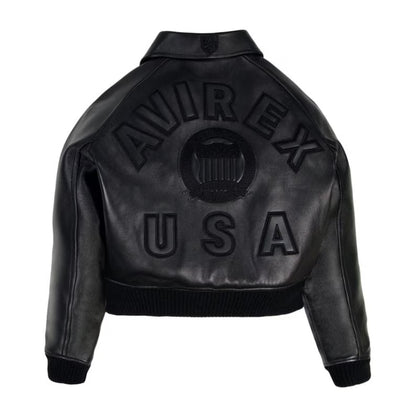 Handmade Avirex Women’s Retro Cropped Bomber – Genuine Cowhide Leather