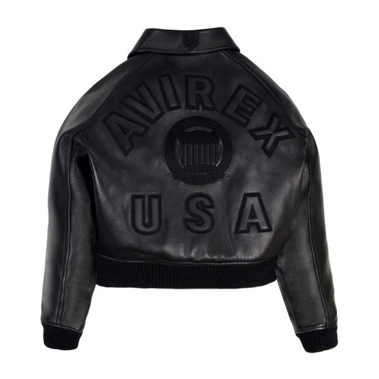 Handmade Avirex Women’s Retro Cropped Bomber – Genuine Cowhide Leather