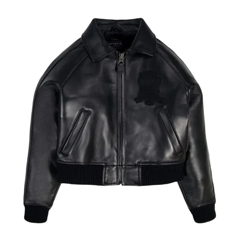 Handmade Avirex Women’s Retro Cropped Bomber – Genuine Cowhide Leather