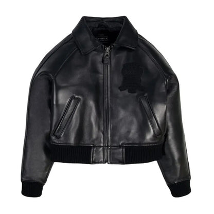 Handmade Avirex Women’s Retro Cropped Bomber – Genuine Cowhide Leather