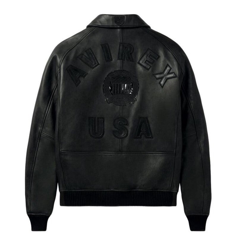 Avirex American Bomber Jacket. Genuine Cowhide Leather Varsity Jacket, Streetwear Biker Outerwear
