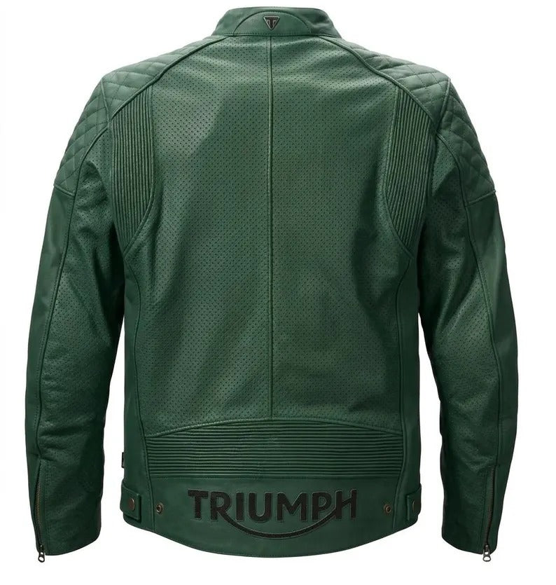 Triumph Leather Motorcycle Jacket Men's Cafe Racer Jacket
