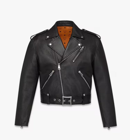 Cropped Rider Jacket in Lambskin Black