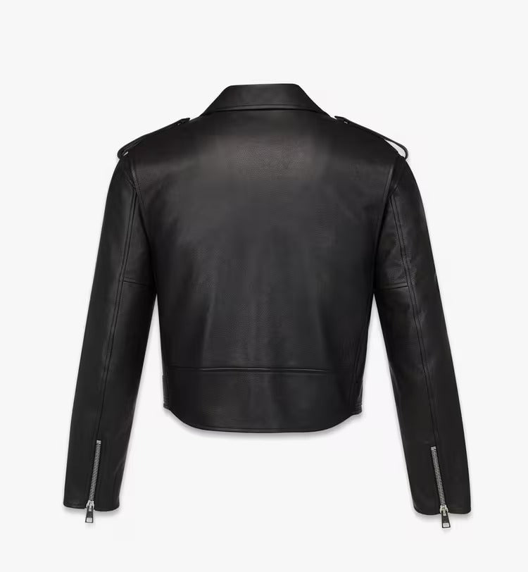 Cropped Rider Jacket in Lambskin Black