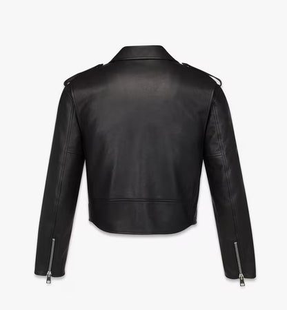 Cropped Rider Jacket in Lambskin Black