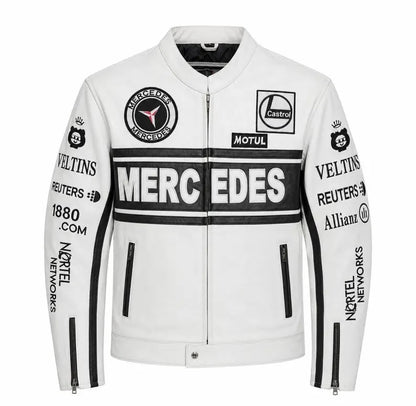 Mercedes Benz F1 Racing Leather Jacket, Formula 1 Motorsport Jacket
