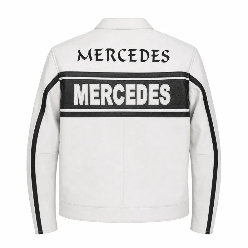 Mercedes Benz F1 Racing Leather Jacket, Formula 1 Motorsport Jacket