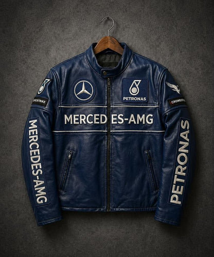 Handmade Mercedes-AMG Leather Jacket – Men’s Racing Biker Jacket
