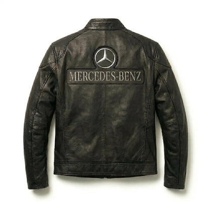 Mercedes Motorsport AMG Leather Jacket: Vintage Biker Streetwear Cafe Racer