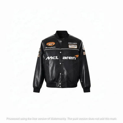 McLaren Racing Leather Jacket | F1 Car Bomber Jacket
