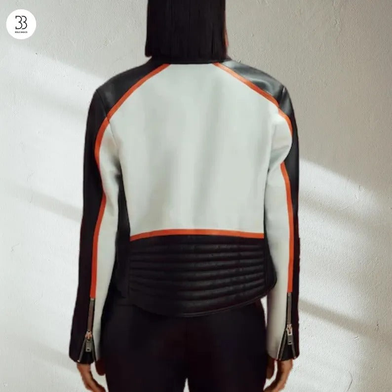 McLaren Racing Leather Jacket, F1 Motorsport Biker Style Jacket