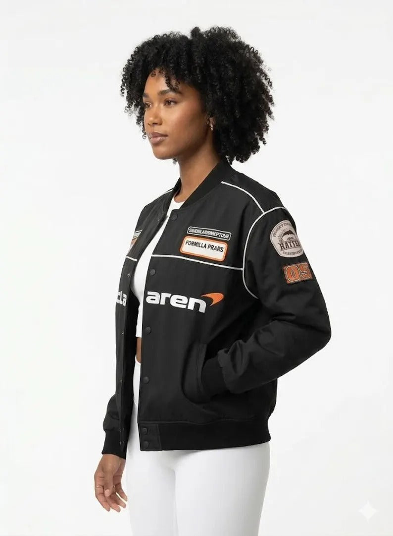 Mc-Laren Racing Bomber Jacket | Custom F-1 Team Varsity Jacket