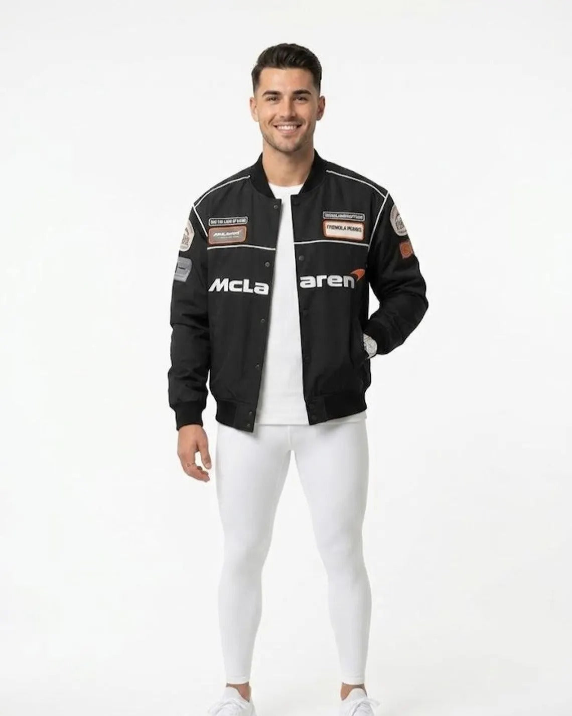 Mc-Laren Racing Bomber Jacket | Custom F-1 Team Varsity Jacket