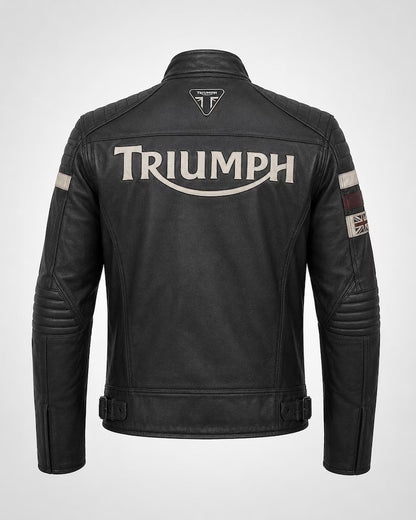 Men's Triumph Leather Motorcycle Jacket | Union Jack British Racing Biker Coat
