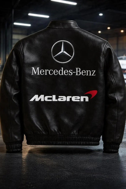 McLaren Inspired Black Leather Jacket for Men Women, Classic Racing Motorsport Style Fan Gift (Copy)