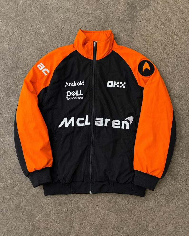 McLaren F1 Racing Jacket | Papaya Orange Motorsport Bomber