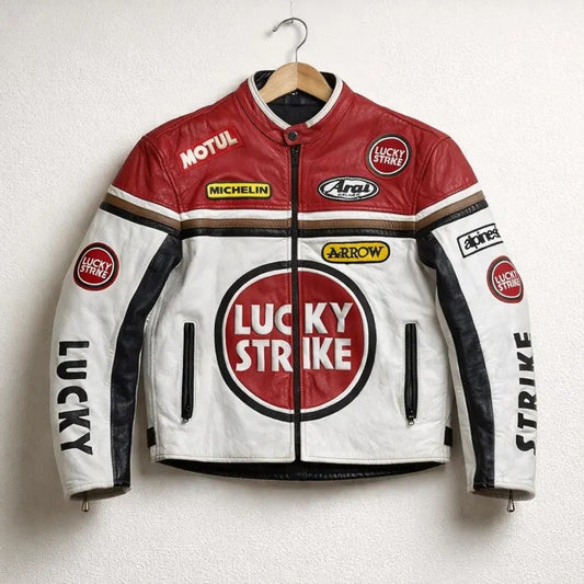 LUCKY STRIKE Grand Prix Racing Series Vintage Off-White & Crimson Red