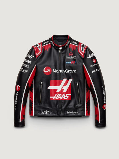 Palm Angels x Alpinestars Moneygram HAAS F1 Team Leather Jacket – Limited Pre-Order