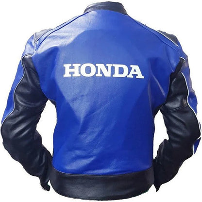 Cowhidea Honda Blue Racing Motorbike Leather Jacket