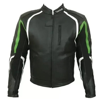Kawasaki Motorcycle Black Racing Leather Jacket For Sale