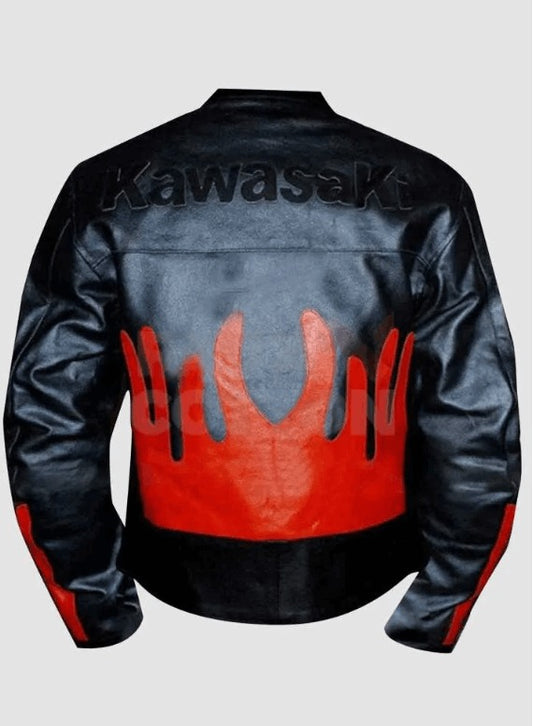 Kawasaki New style Riding Gear Motorcycle Cowhide Leather Biker Jacket