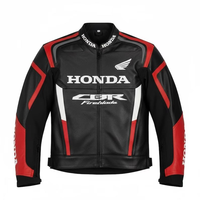 Honda CBR Racing Cowhide Leather Motorcycle Jacket Motorbike with Removable Liner Riding Jacket
