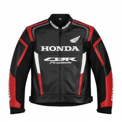 Honda CBR Racing Cowhide Leather Motorcycle Jacket Motorbike with Removable Liner Riding Jacket