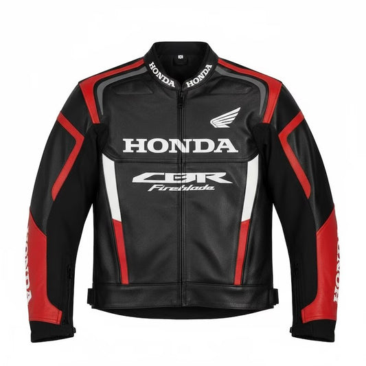 Honda CBR Racing Cowhide Leather Motorcycle Jacket Motorbike with Removable Liner Riding Jacket