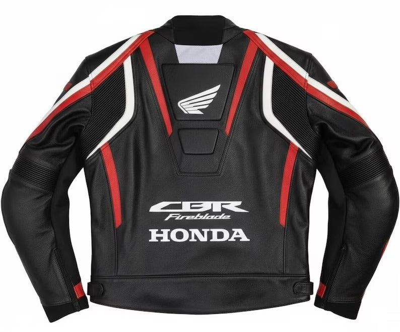 Honda CBR Racing Cowhide Leather Motorcycle Jacket Motorbike with Removable Liner Riding Jacket