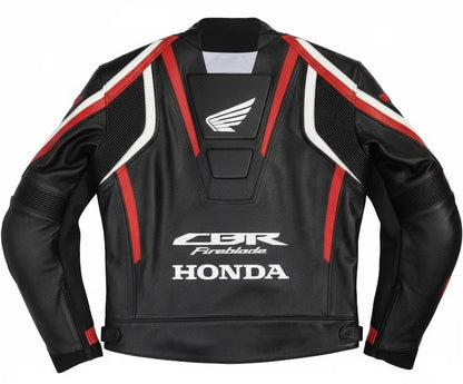 Honda CBR Racing Cowhide Leather Motorcycle Jacket Motorbike with Removable Liner Riding Jacket