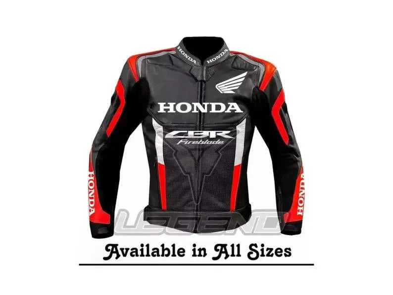 Mens Black Honda CBR Motorcycle Racing Leather Jacket Motorbike Riding Biker Jacket